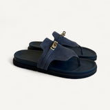 Sandália Hermès Empire Bleu Navy com Ferragens Palladium