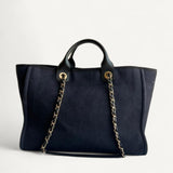 Bolsa Chanel Deauville Tote Azul Marinho