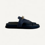 Sandália Hermès Empire Bleu Navy com Ferragens Palladium