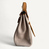 Bolsa Hermès Herbag 31 Ecru Viking Criss Toile com Ferragens Palladium