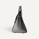 Bolsa Hermès Birkin 25 Matte Alligator Mississippi Gris Neve com Ferragens Gold