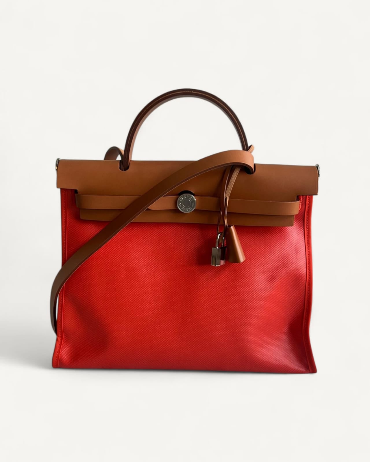 Bolsa Hermès Herbag 31 Orange Mecano com Ferragens Palladium