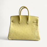 Bolsa Hermès Birkin 25 Ostrich Limoncello com Ferragens Palladium