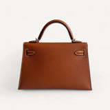 Bolsa Hermès Mini Kelly Epsom Gold com Ferragens Palladium