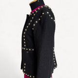 Casaco Chanel Tweed Preto com Pérolas