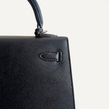 Bolsa Hermès Kelly 25 Noir com Ferragens Palladium