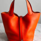Bolsa Hermès Picotin 18 Orange com Ferragens Palladium