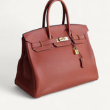 Bolsa Hermès Birkin 35 Togo Cuivre com Ferragens Gold