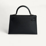 Bolsa Hermès Mini Kelly Epsom Noir com Ferragens Palladium