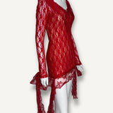 Vestido Christofer Kane em Renda Vermelho