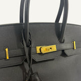 Bolsa Hermès Birkin 35 Epsom Noir com Ferragens Gold