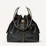 Bolsa Chanel 25 Medium Preta com Ferragens Douradas