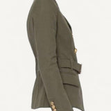 Blazer Balmain Verde musgo com detalhes em Dourado