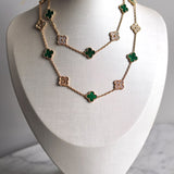 Colar Van Cleef Longo Vintage Alhambra 20 motivos Ouro amarelo 18CT com Diamante e Malaquita
