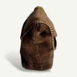 Bolsa Saint Laurent Lou Lou Shearling Brown com Ferragens Douradas