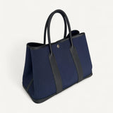 Bolsa Hermès Garden Bleu Marine/Noir com Ferragens Palladium