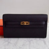 Bolsa Hermès Kelly Classique To Go Epsom Noir com Ferragens Gold