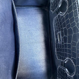 Bolsa Hermès Birkin 30 Croco Niloticus Shiny Bleu Marine com Ferragens Palladium