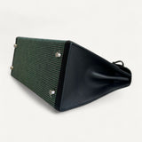 Bolsa Hermés Kelly 28 Toile Quadrille Vert com Ferragens Palladium