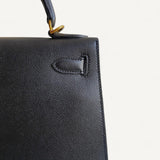 Bolsa Hermès Kelly 28 Epsom Noir com Ferragens Gold