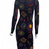 Vestido Versace Couture Preto com Estampa