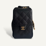 Bolsa Chanel 25 Small Caviar Preta com Ferragens Douradas