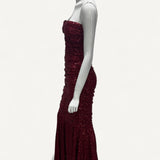 Vestido Dolce & Gabbana Sequined Long Dress Red