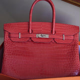 Bolsa Hermès Birkin 35 Crocodille Rouge Com Ferragens Palladium