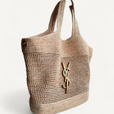 Bolsa Saint Laurent Bolsa Icare Em Ráfia-Bege