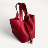 Bolsa Hermès Picotin 18 Clemence Rouge Moyen com Ferragens Gold