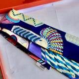 Twilly Hermès Epaulettes De Gala Seda Bleu Marine Jaune Paula