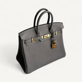 Bolsa Hermès Birkin 25 Togo Gris Meyer com Ferragens Rosé Gold