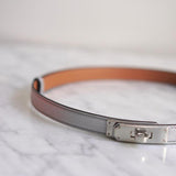 Cinto Hermès Kelly 18 Epsom Silver com Ferragens Palladium