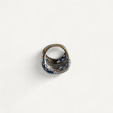 Anel em Ouro Branco 18k com Mix de Safiras  e Diamantes