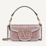 Bolsa Valentino Garavani Small Valentino Garavani Locò Shoulder Bag With Rhinestones Rosa