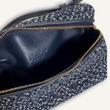 Bolsa Loro Piana Extra Pocket Pouch Tweed Blue com Ferragens Douradas