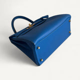 Bolsa Hermès Kelly 28 Togo Bleu Mykonos com Ferragens Gold