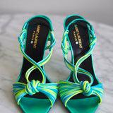 Sandália Saint Laurent Gippy Tons de Azul e Amarelo