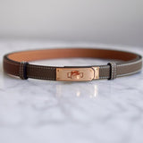 Cinto Hermès Kelly Epsom Etoupe com Ferragens Rose Gold