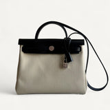 Bolsa Hermès Herbag 31 Ecru|Noir com Ferragens Palladium