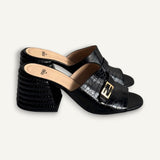 Mule Fendi Roma Black Crocodile-Embossed