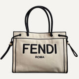Bolsa Fendi Shopper Tote White Black Canva