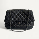 Bolsa Chanel Timeless Double Flap Maxi com Ferragens Prata