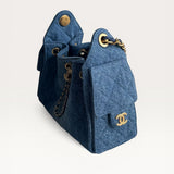 Bolsa Chanel 25 Mini Denim com Ferragens Douradas