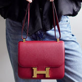 Bolsa Hermès Constance 24 Epsom Rouge com Ferragens Gold