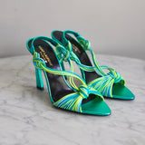 Sandália Saint Laurent Gippy Tons de Azul e Amarelo
