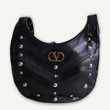 Bolsa Valentino Garavani Hoboho Hobo Em Chevron-Patterned Couro Nappa Com Ferragens