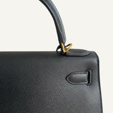 Bolsa Hermès Kelly 28 Epsom Noir com Ferragens Gold