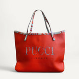 Bolsa Pucci Tote Bag em Couro Laranja e Detalhes em Estampa