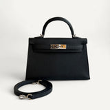 Bolsa Hermès Mini Kelly Noir com Ferragens Palladium